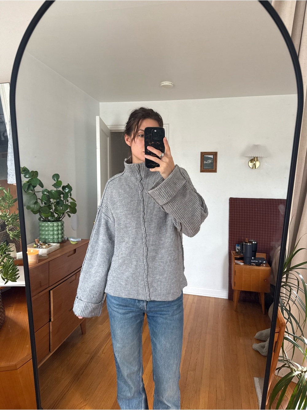 Princess Polly Gray Rib-Knit Mock Neck Jacket